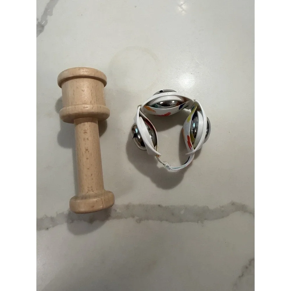 Lovevery Music Set Wooden Handle Jingle Bracelet Montessori Baby Toy Sound